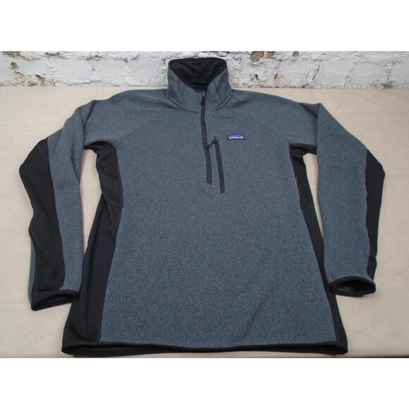 Patagonia Performance Better Sweater Mens Large Gray Black 1/4 Zip Jacket 25980 - Picture 1 of 11